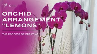 The Process of Creating an Orchid Arrangement "Lemons" | Viva Orchids of Boca Raton