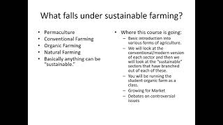 1 Introduction to Conventional Agriculture RECORDING