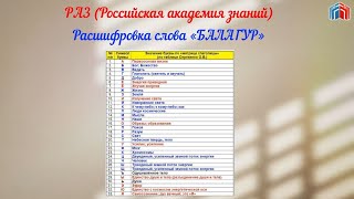 Расшифровка слова БАЛАГУР