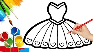 Dress drawing,painting, and colouring for kids| Toddler| how to draw #dress