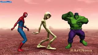 Dame Tu Cosita Dance Challenge - Alien vs Hulk and Spiderman _ Dance Musically Compilation