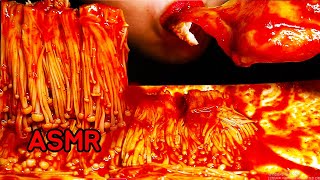 ASMR Real Spicy chicken enoki mushrooms 핵매운 치킨 먹방 NO TALKING EATING REAL SOUNDS