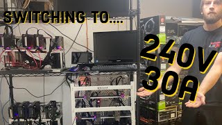 Installing 240v and moving the mining farm into their new home.