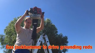 Gas jackhammer to drive grounding rods