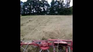 Tedding hay first cutting