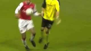 Thierry Henry backheel shot saved on the line