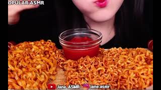 ASMR MUKBANK EATING NOODELS ,HOTDOG. SATISFYING SOUNDS BEFORE SLEEPING