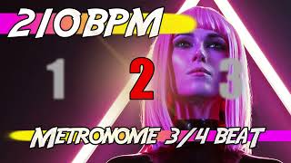 ✅ 210 BPM - 3/4 Metronome 🕰 Ten minutes of click track