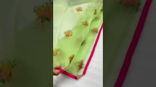 Floral embroidery organza sarees