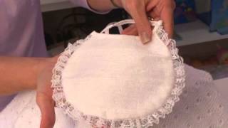 Girls Christening Bib Raw Silk and Lace