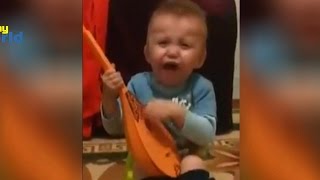 Funny cute baby singing