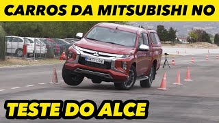 Carros da Mitsubishi no teste do alce ( manobra de esquiva )