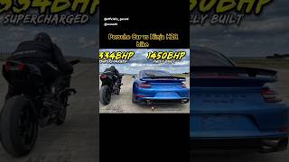 Porsche Car vs Kawasaki Ninja H2R bike🏎️🏁