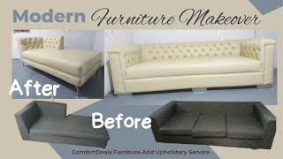 DIY: Old Sofa Transformation (Tufted, modern, elegant, modern)