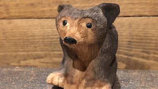 Carving a Bear Cub from Tupelo