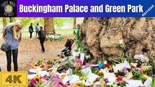 Remembering the Queen - the Mall, Buckingham Palace, St James's Palace & Green Park floral tributes