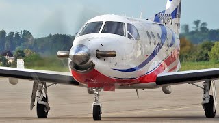 Pilatus PC-12 NG landing at Nancy airport | Nice turboprop music