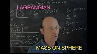 Lagrangian Mechanics: Mass Sliding Off a Frictionless Sphere Using Lagrange Multipliers