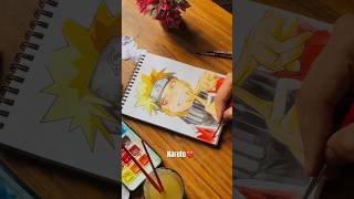 Drawing Naruto with water colour 😻#naruto #shorts