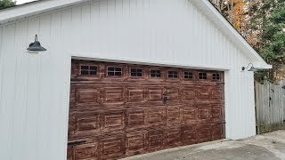 Faux wood garage door