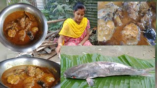 Sea tangra fish with potato curry recipes।#dipti #village #cooking #vlog _