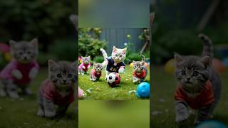 Cute Cats playing football with their kittens. #cutecat #animals #talkingtom #viral #shorts #foryou