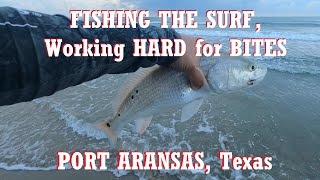 SURF FISHING the PORT ARANSAS BEACH, Working HARD to find a few FISH!