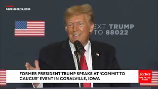 Trump Makes Crowd Laugh* Mocking Impression Of Biden * Trying To Get Off Stage