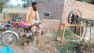 chaff cutter machine on CD 70 || bike pe Chara cutt Kia full speed me chala k || bike experiment