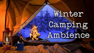 Fall asleep in a cozy winter tent | Winter tent ambience (ASMR: crackling camp fire, wind sounds)