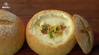 Baguette Bowl with Potato Soup Recipe :: Brunch Recipe #shorts