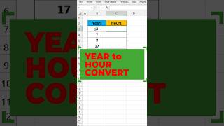 How to Convert Years into Hours ⚡years to hours💯#exceltricks #excelshorts #exceltips #exceltutorial