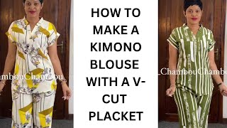 HOW TO MAKE A KIMONO BLOUSE WITH A "V"-CUT PLACKET DESIGN DETAIL