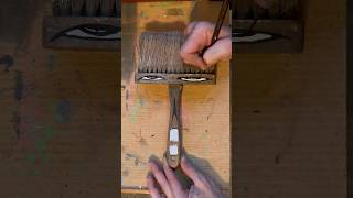 Daily Faces Challenge: Day 211/365 - Acrylic Face Painting on Vintage Brush | Art Timelapse #shorts