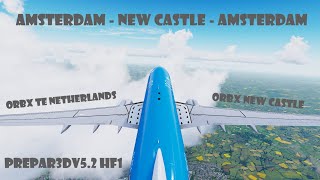 P3Dv5.2 HF1: Beautiful Amsterdam - New Castle Roundtrip Flight on VATSIM