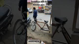 Stainless steel cart on rickshaw fancy carts moving carts with 2 range bhatti with storage system