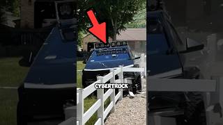 CyberTruck Driver Quickly Regrets Smashing Through a Fence #shorts