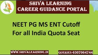 NEET PG MS ENT Cutoff For all India Quota Seat