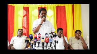 Leader of the Tamil Arasu Katchi (ITAK), Sivagnanam Shritharan addresses a gathering in Mannar.