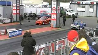 Chris Impey Mazda RX7 Super Pro ET Dragster Burn Out - Santa Pod Easter Thunderball 2010