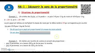 6N6  - 1 :  Découvrir le sens de la proportionnalité