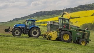 Senáže 2016 - John Deere 6810 on the hill + New Holladt T7050 pure engine sound