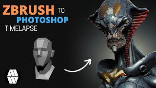 ZBrush to Photoshop Timelapse - 'Alien Bust' Concept