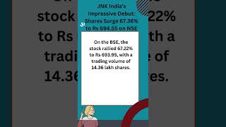 #shorts | JNK India's Impressive Debut: Shares Surge 67.36% to Rs 694.55 on NSE | #trends556 #news