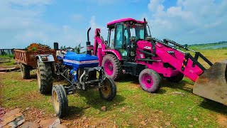 JCB 3dx Backhoe Loading Mud in Mahindra 475 Di tractor JCB miti khudai JCB video #jcb #jcb3dx #farm