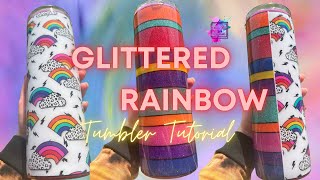 Glittered Rainbow Stripped Tumbler Tutorial