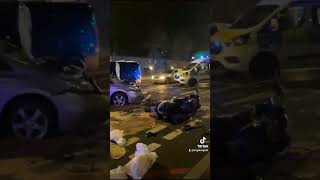 Motorcycle and car accident in East London