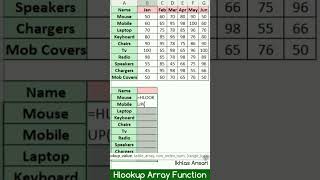 Hlookup Formula With Array Function In Excel #shorts #excel