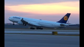 Sunset Lufthansa A340-300 take off, DTW