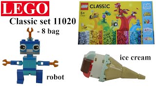 LEGO Classic set 11020 - 8 bag - robot and ice cream - How to build with lego blocks (TUTORIAL)